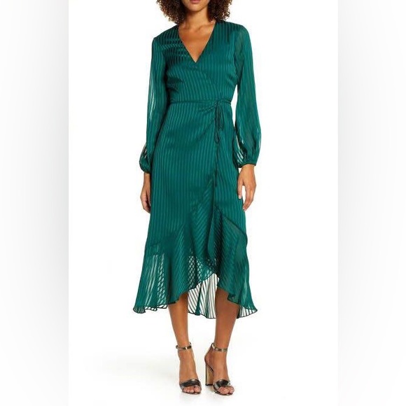 Bardot Mirela Long Sleeve MIDI Wrap Dress - Picture 1 of 7